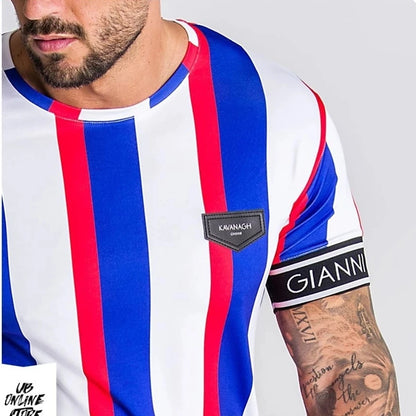 2021 New Men Short sleeve t shirt Men Fitness Slim Street Blue T-shirt Siksilk Gyms Tees Tops Summer Fashion Casual clothi