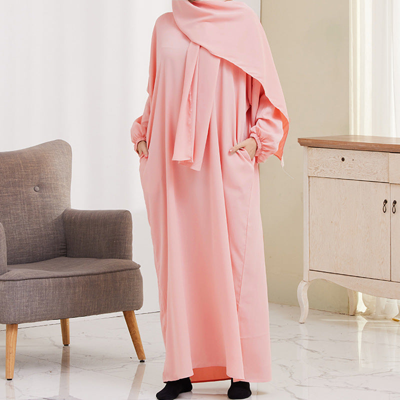 XG2057 Cross-border women's dress Middle East Türkiye with turban robe dress