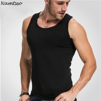 Cotton Solid Undershirts Male Tanks