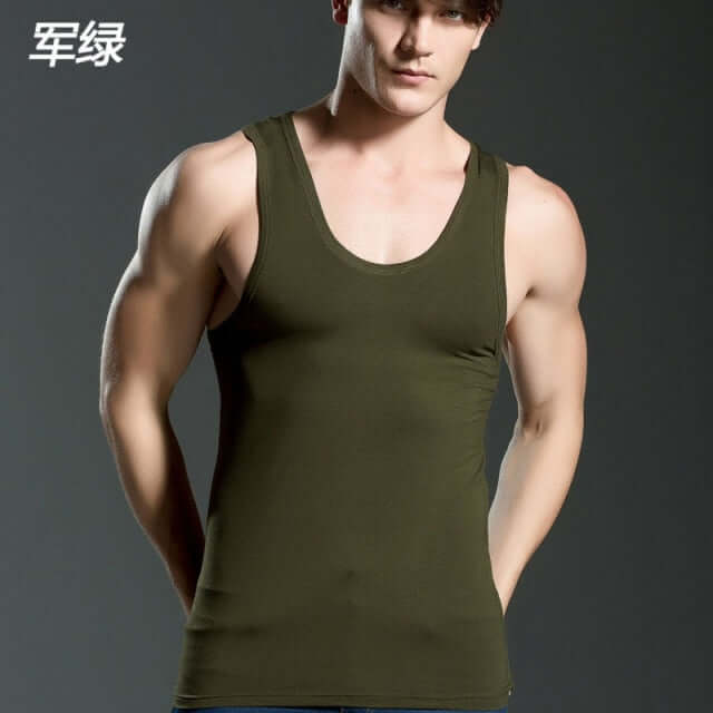 Cotton Solid Undershirts Male Tanks