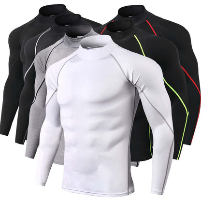 Men's high collar fitness long sleeve