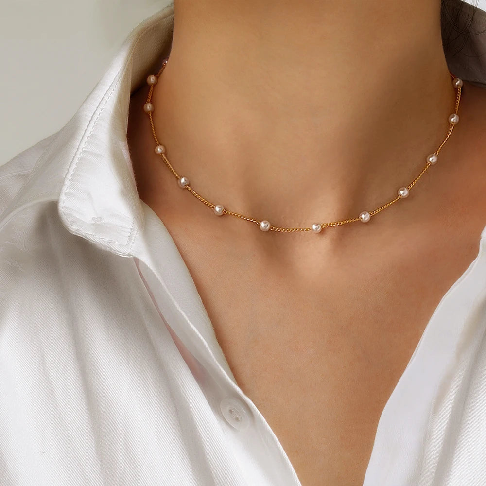 Women's Neck Chain Kpop Pearl Choker