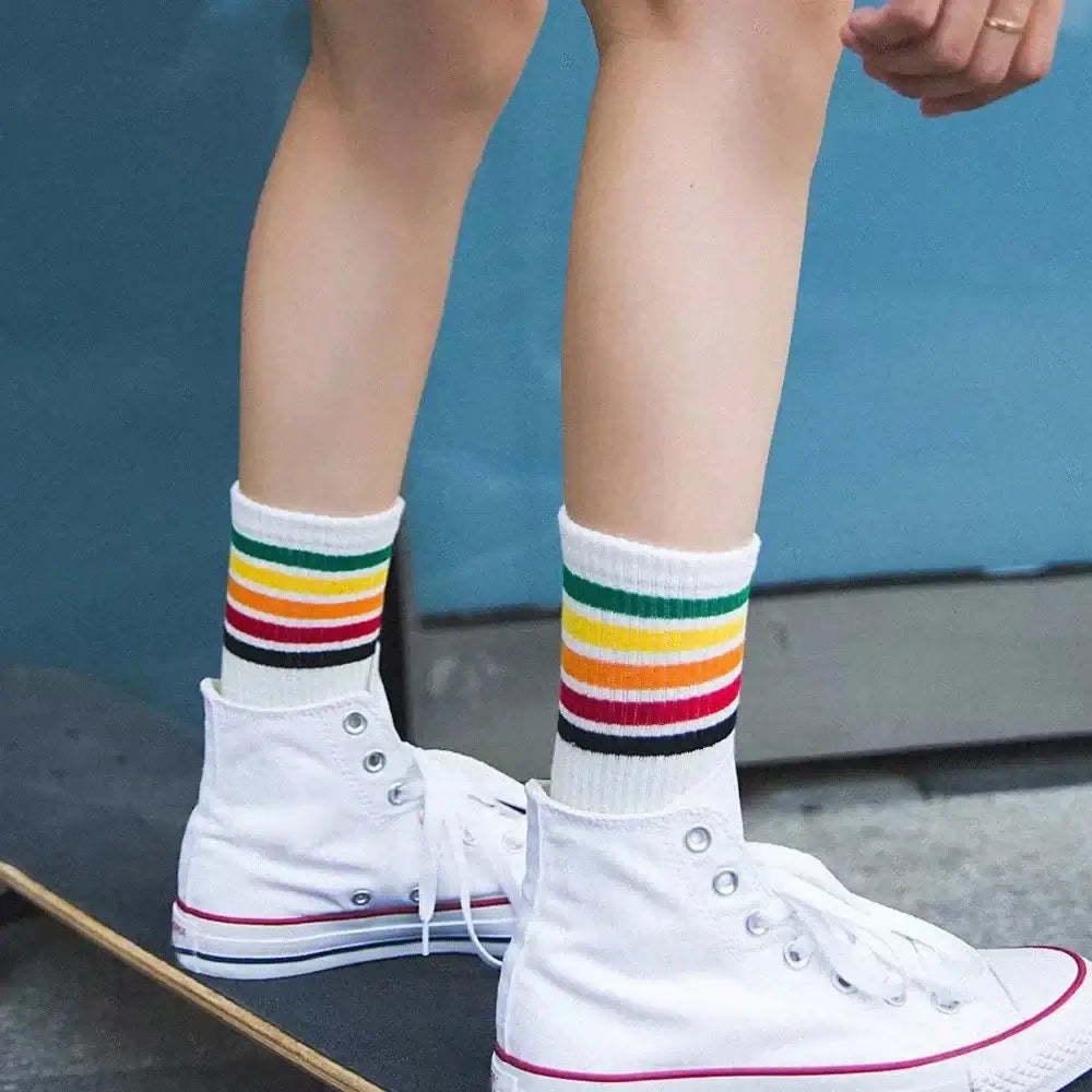 rainbow pattern striped socks